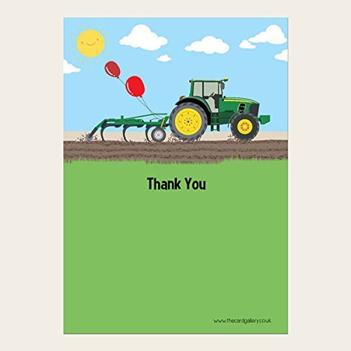 Tarjetas de agradecimiento para niños – Tractor de granja verde – Paquete de 10