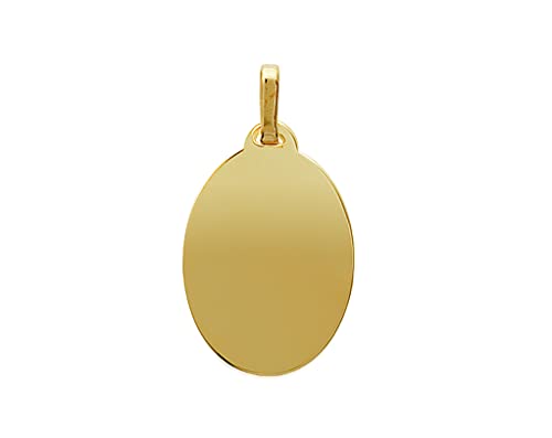 Tata Gisèle - Colgante chapado en oro de 18 quilates, medallón ovalado de 20 x 27 mm, bolsa de regalo de terciopelo, grabado en la parte trasera