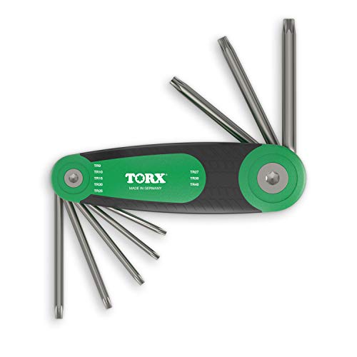 TORX® TR 71218 Juego de Llaves con Soporte plegable 8pz, TR9–TR40, con Duplex Grip — Made in Germany