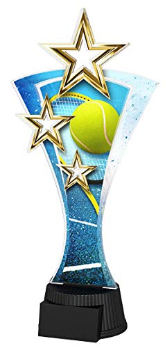 Trophy Monster - Placa grabada con triple estrella de tenis, diseño de trofeos a granel | para la escuela, niños, empresa grande | Hecho de acrílico impreso (190 mm), multicolor, 170 mm