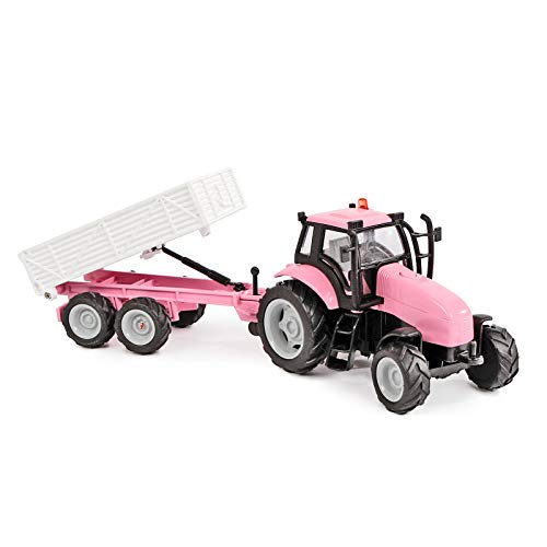 Van Manen Kids Globe Traffic 510241 - Tractor con Remolque (con luz y Sonido, Color Rosa)