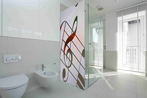 Vinilo para Mamparas baños Clave de Sol y Rosa |Varias Medidas 70x200cm | Adhesivo Resistente y de Facil Aplicación | Pegatina Adhesiva Decorativa de Diseño Elegante|