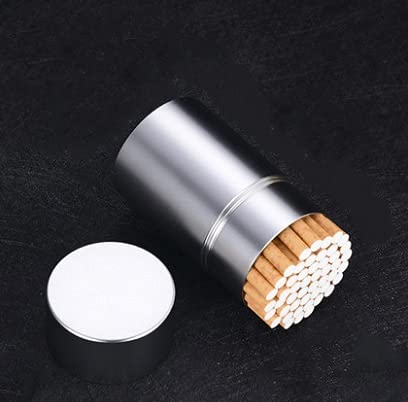 XIAOXIA Lata de tabaco triturada de gran capacidad con anillo de goma integrado para sellar los pequeños 80 palos de metal a prueba de presión con rosca externa