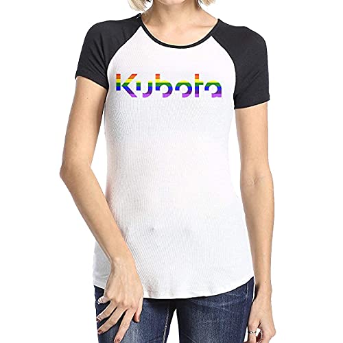 Yuanmeiju Camiseta Kubota Tractor Rainbow Orange Camisetas de béisbol para mujer con mangas raglán