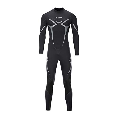 ZCCO Wetsuits - Traje de neopreno para hombre, 3 mm, manga completa, para pesca submarina, esnórquel, surf, canoa, buceo y buceo (negro, XL)