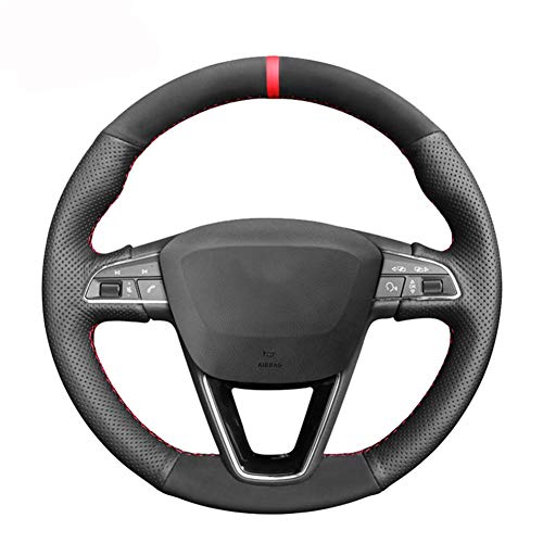 BAWAQAF Funda de piel sintética para volante de coche Seat Leon 5F Mk3 2013-2019 Ibiza 6J Tarraco Arona Ateca Alhambra