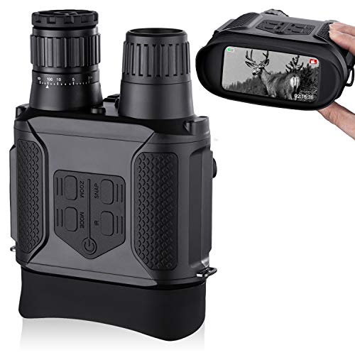 Binoculares Digitales Vision Nocturna, Tomar Fotos y Videos -Equipo de Espionaje infrarrojo de 3.5-7x31mm,850nm IR-Pantalla Grande de 4 ”, Rango de visualización con Tarjeta de Memoria 32G