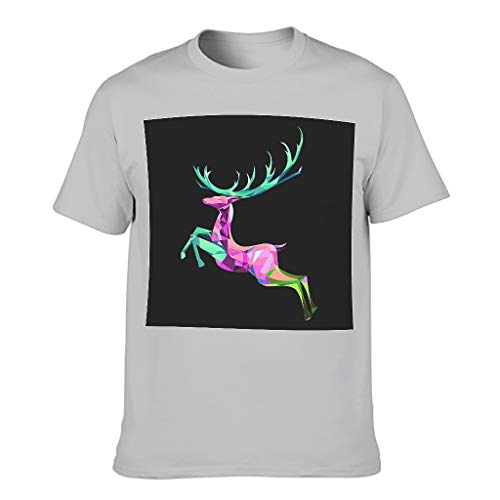 Camiseta de manga corta para hombre, diseño de ciervo Sika Gris plateado. XL