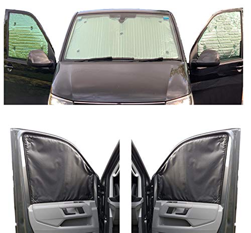 Coveprotec Persianas Térmicas para Volkswagen Caddy Maxi Life (Años 2011 -2019) Juego Completo con Recorte para Espejo Retrovisor. Ideal para Todas Las Estaciones, Conjunto Frontal