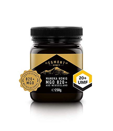 Egmont Honey Miel de Manuka 820+ MGO original de Nueva Zelanda UMF 20+ - 100% puro, certificado, activo Miel de Manuka (250)