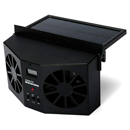 MASO Ventilador de escape de coche con energía solar, ventilador de radiador de coche, ahorro de energía de ventilación de aire purificadores de aire 2 W ABS (negro)
