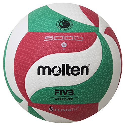 Molten VM5000 - Balón de Voleibol, Blanco, Rojo y verde, Talla 5