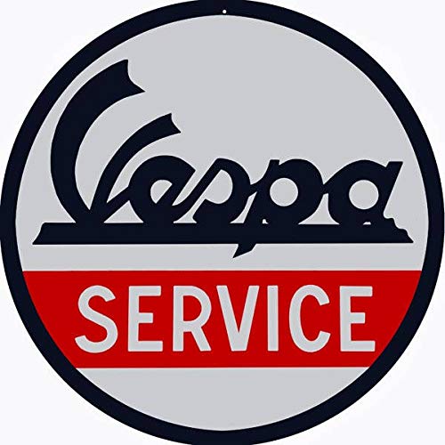 No Branded Vespa SCOOTER SIGNS! Vespa Scooter Service Jumbo 30,48 x 30,48 cm redondo regalo decoración de gas acero hecho en la U S A Sign.