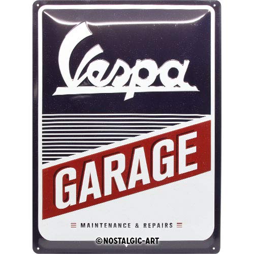 Nostalgic-Art Cartel de chapa retro Vespa – Garage – Idea de regalo para los aficionados a las scooters, metálico, Diseño vintage, 30 x 40 cm