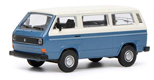 Schuco- VW T3 Bus 1:64 452017200-Maqueta Escala Blanco, Color Azul (452017200)