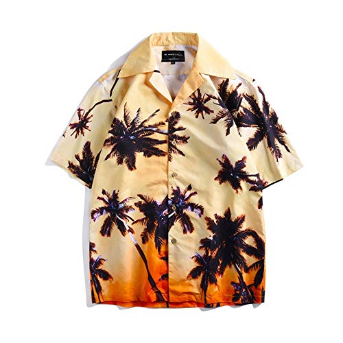Shirts & Long Sleeves Vacaciones de Verano Ocio Playa Sunset Glow Coconut Grove Impresión Camisa de Manga Corta for Parejas Shirts & Long Sleeves (Color : As Show)
