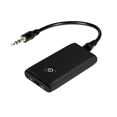 SOOTEWAY Adaptador Bluetooth V5.0 Transmisor y Receptor 2-en-1 Jack 3,5 mm Receptor Audio Música Baja Latencia en Modo RX TX, para TV/Altavoces/PC/Auriculares/Coche