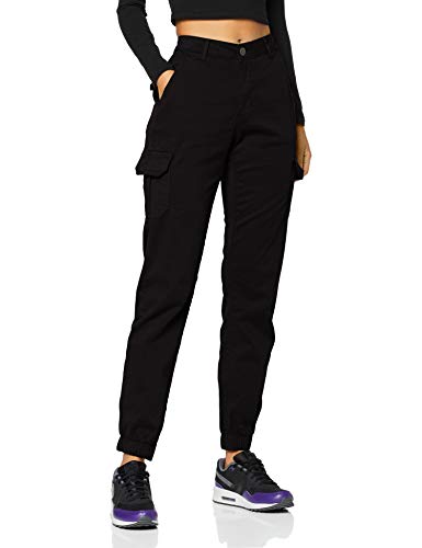 Urban Classics Ladies High Waist Cargo Pants Pantalones, Negro (Black 00007), 28 para Mujer