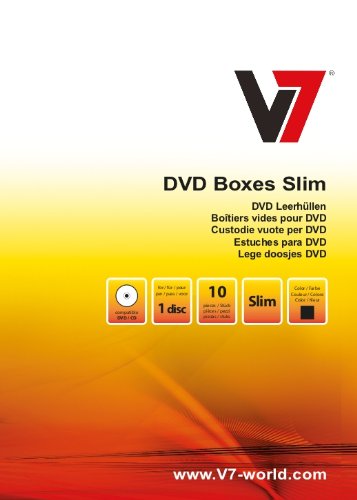 V7 FDSB010SB-2E - Pack de 10 carcasas para CD y DVD de 12 cm, plástico