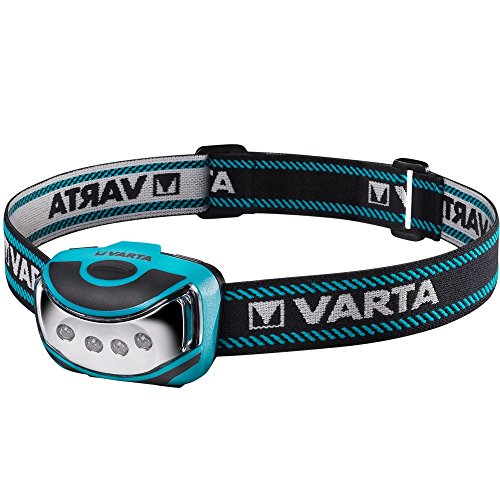 VARTA Outdoor Sports Head Light 4x LED de 5mm, Incluye: 3X LONGLIFE Power AAA, linterna para la cabeza, linterna, robusta (a prueba de caídas hasta 2 m) y carcasa a prueba de salpicaduras (IPX4)