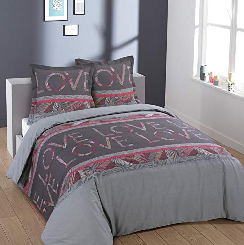 Vision LoveLove - Funda de edredón (260 x 240 cm, con 2 fundas de almohada), 100% algodón