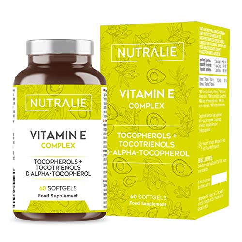 Vitamina E Máxima Absorción Natural | Antioxidante Protección Células 8 Moléculas de Tocoferoles y Tocotrienoles | 60 Cápsulas Blandas Nutralie