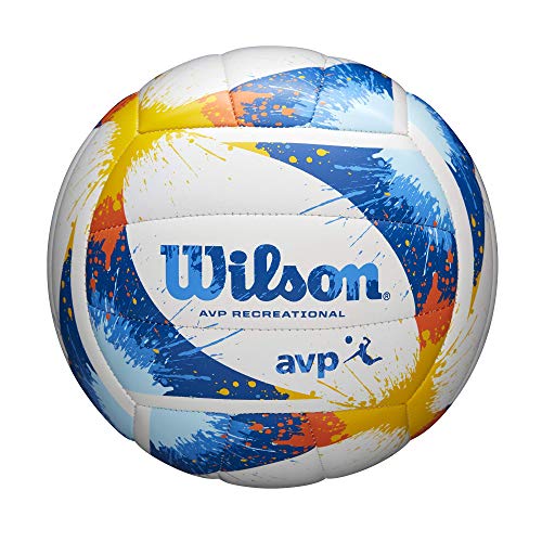 Wilson AVP Splatter - Balón de Voleibol, Color Azul/Amarillo/Blanco, tamaño Oficial