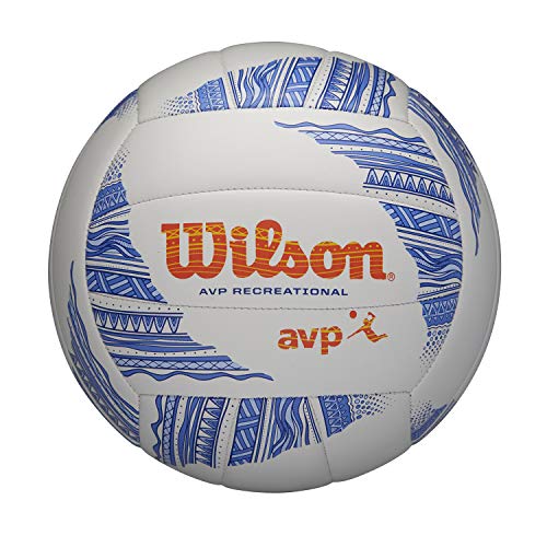 Wilson Voleibol AVP Modern, Balón de Voleibol Playa, Cuero Compuesto, Tamaño Oficial, Blanco/Azul/Naranja, WTH305201XB
