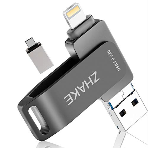 ZHAKE Pendrive para Phone Memoria USB 32GB 3.0 y Pad iOS Android Computadoras Laptops Type C Flash Drive Expansión (Negro)
