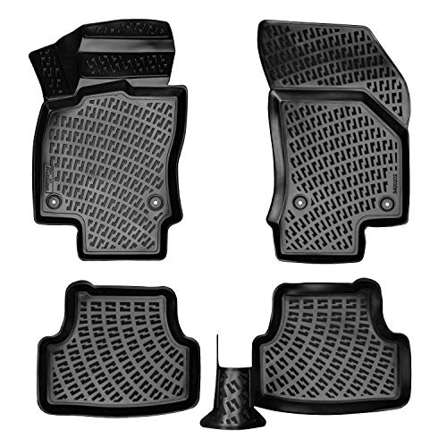 Alfombrillas de goma 3D para coche, compatibles con VW Tiguan a partir de 2015, con borde alto aprox. 5 cm
