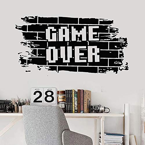 Game Zone Logo Bricks Game Over Video Game PS5 Xbox PC Gamer Etiqueta de la pared Calcomanía de vinilo Niño Dormitorio Sala de estar Sala de juegos Club Studio Decoración para el hogar Mural