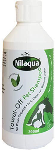 Nilaqua Natural pulgas, garrapatas y repelente de moscas Waterless mascotas Champú, 200 ml