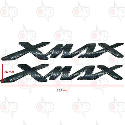 one by Camamoto - Adhesivos (Cód. 77500023 CP - Par de adhesivos de resina 3D con texto X-Max de color negro, compatibles con Yamaha Xmax 125-250- 300-400 cc)