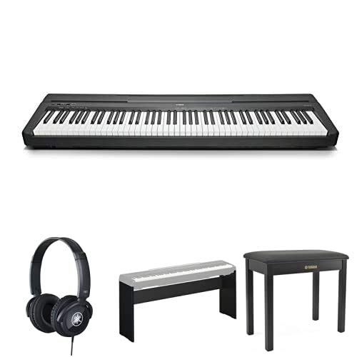Yamaha P-45 Piano digital, set incluye HPH-100 Auriculares supraaurales, L-85A Soporte ligero de metal y B1-B Banqueta