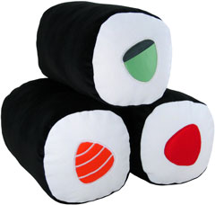 cojines con forma de sushi