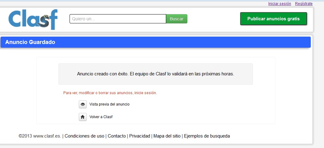 Publicar anuncios en Clasf: paso 9