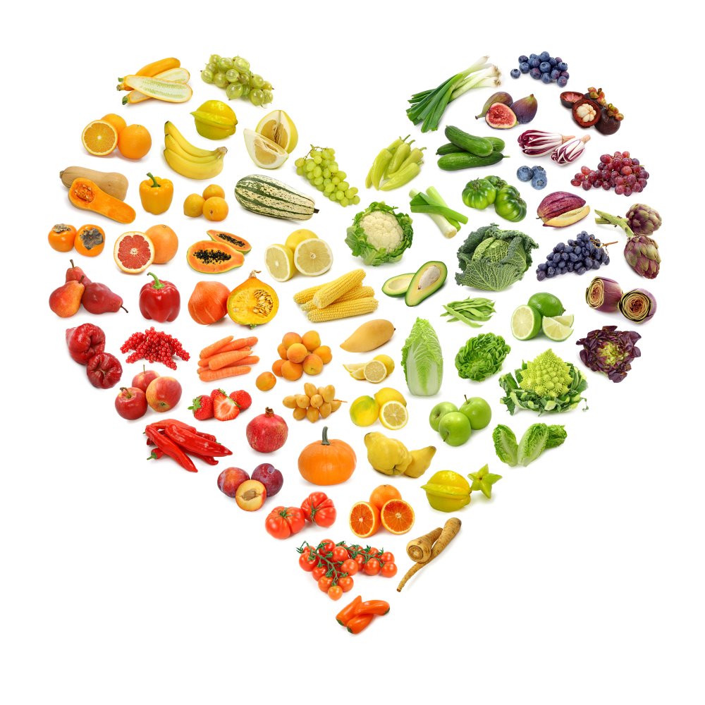 Corazón de frutas y vegetales