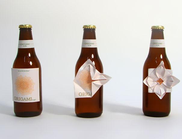 Cerveza con etiqueta de origami