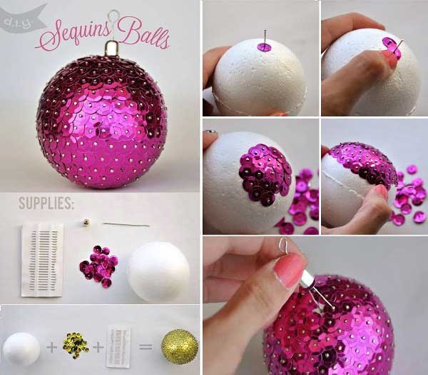 Bolas de navidad con lentejuelas