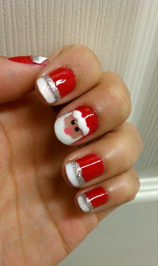 Uñas de Navidad con Papá Noel 