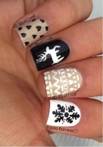 Uñas de Navidad con colores neutros