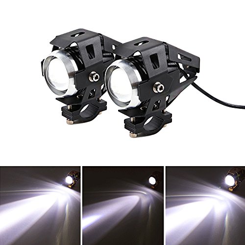 2 piezas Faros Delanteros de Motocicleta LED U5 de Focos Delanteros de Motocicleta 3000LM 3 modos de haz de luz alta y Parpadeo 2 piezas Faros Delanteros de Motocicleta LED U5 de Focos Delanteros de Motocicleta 3000LM 3 modos de haz de luz alta y Parpadeo