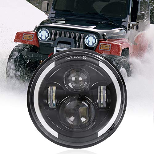 7" Faros Delanteros para Moto,75W de Ojo de ángel Impermeable DRL y luz ámbar con luz Direccional haz de Luz de haz para Harley Davidson FLD/Touring/Softail Models Jeep Wrangler JK LJ CJ Hummer H1 H2 7" Faros Delanteros para Moto,75W de Ojo de ángel Impermeable DRL y luz ámbar con luz Direccional haz de Luz de haz para Harley Davidson FLD/Touring/Softail Models Jeep Wrangler JK LJ CJ Hummer H1 H2