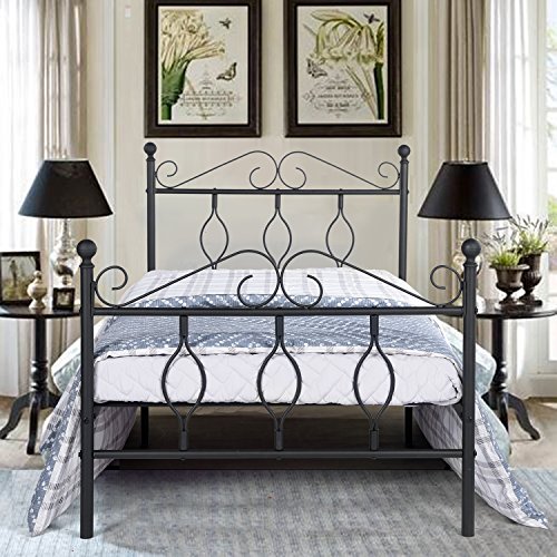 Aingoo Cama Individual con Estructura de Cama de Metal con tablillas, Dormitorio para Adultos (Negro, 90_x_190_cm) Aingoo Cama Individual con Estructura de Cama de Metal con tablillas, Dormitorio para Adultos (Negro, 90_x_190_cm)