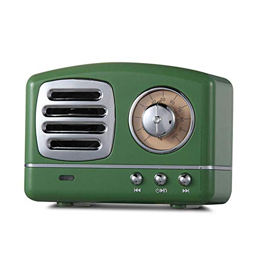 Altavoz portatil Bluetooth Vintage Mini Efecto del Sonido HiFi Envolvente estéreo 3D Bluetooth 4.1+EDR batería de Litio (Verde)