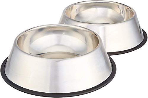 AmazonBasics - Comedero para perro (acero inoxidable, 2 unidades) AmazonBasics - Comedero para perro (acero inoxidable, 2 unidades)