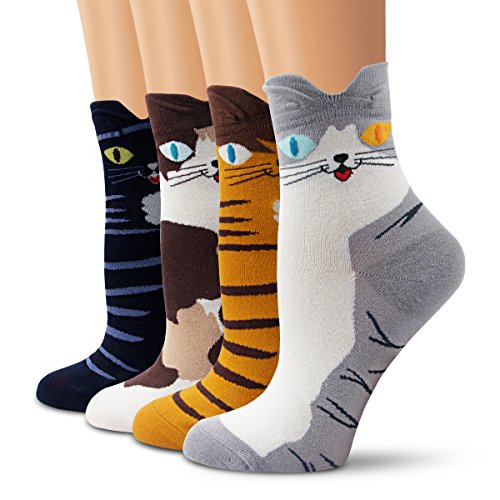 Ambielly calcetines de algodón calcetines térmicos Adulto Unisex Calcetines (4 Gatos)