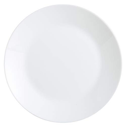 Arcopal Zelie Set 12 platos llanos, Vajilla vidrio opal extra resistente, 25cm, Blanco