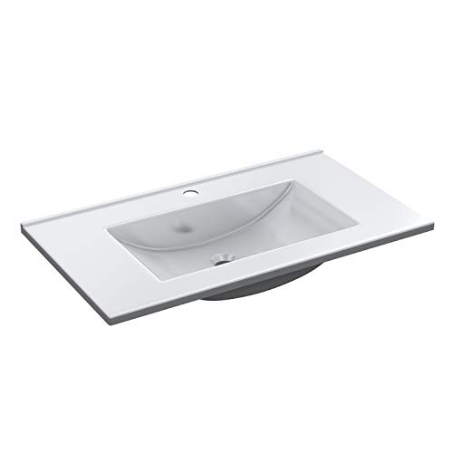 ARKITMOBEL 305920O - Lavabo PMMA Color Blanco, Pila lavamanos Rectangular baño, Medidas: 81,5 cm (Largo) x 13 cm (Alto) x 46 cm (Fondo)
