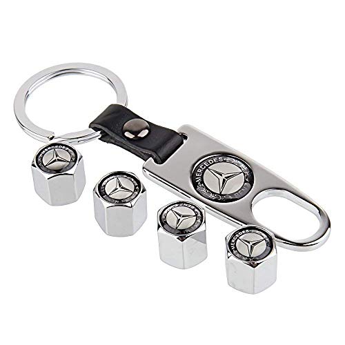 DOCA Tapones de válvula para Auto de aleación para válvula de neumático Cubierta de Polvo para válvula de Rueda de Coche con Llavero, 4 Unidades (Mercedes) DOCA Tapones de válvula para Auto de aleación para válvula de neumático Cubierta de Polvo para válvula de Rueda de Coche con Llavero, 4 Unidades (Mercedes)